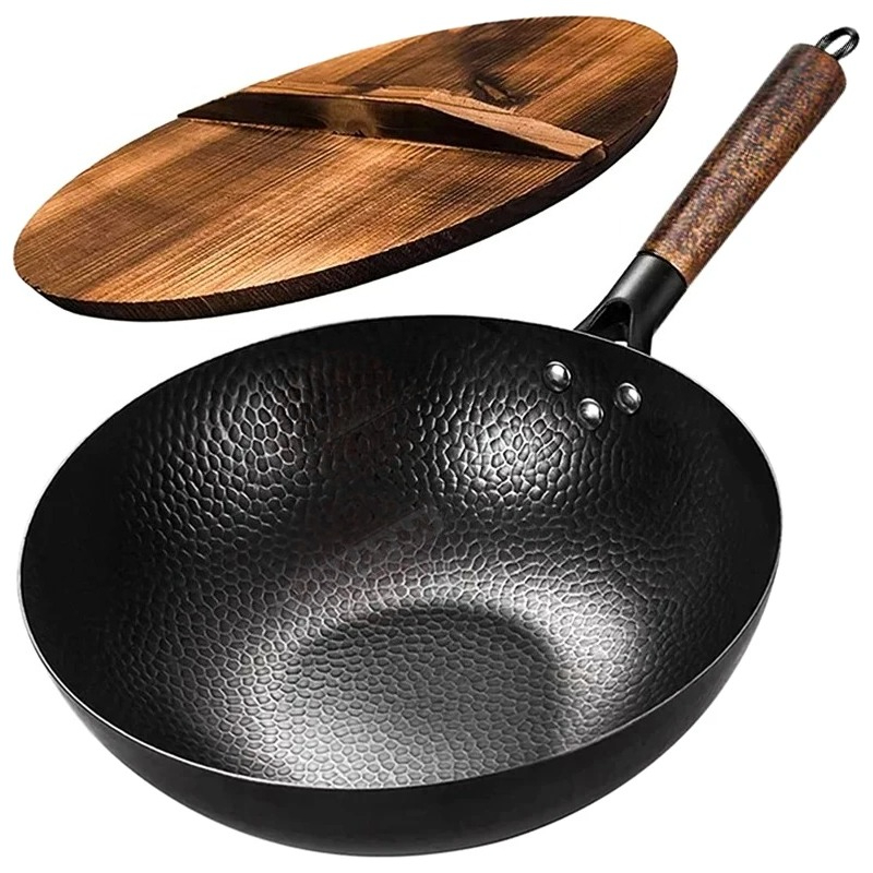 Wok Electric Flat - Carbon Steel Wok Pan 32cm Stir-Fry