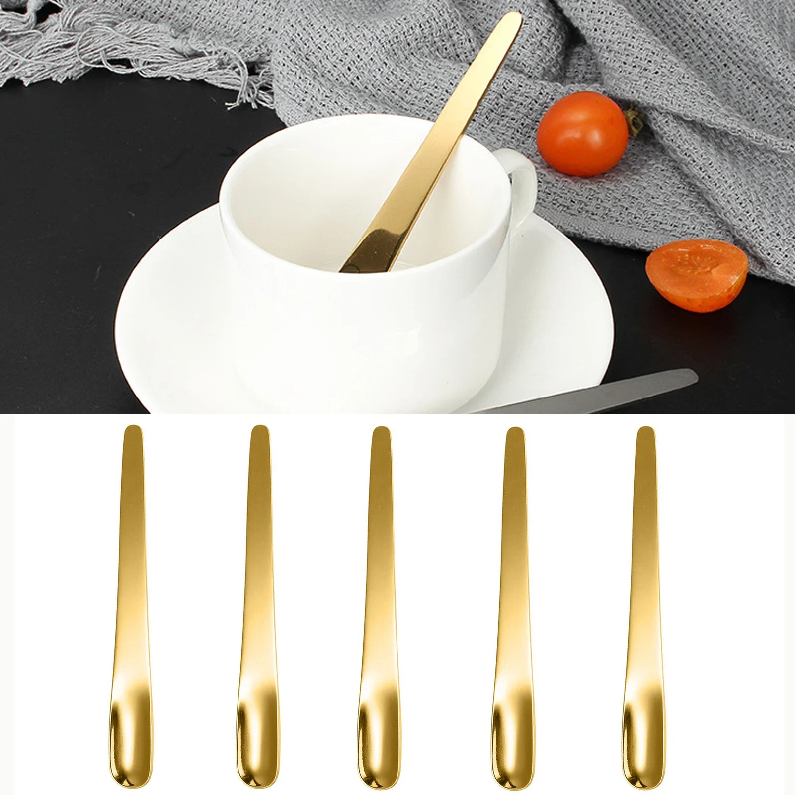 Kitchen Appliances B&Q - 5PCS Coffee Spoon Stainless Steel Flat
