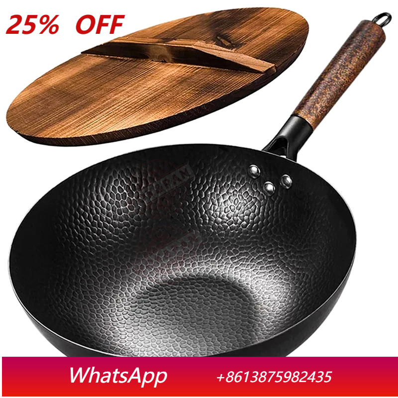 Wok Electric Flat - Carbon Steel Wok Pan 32cm Stir-Fry