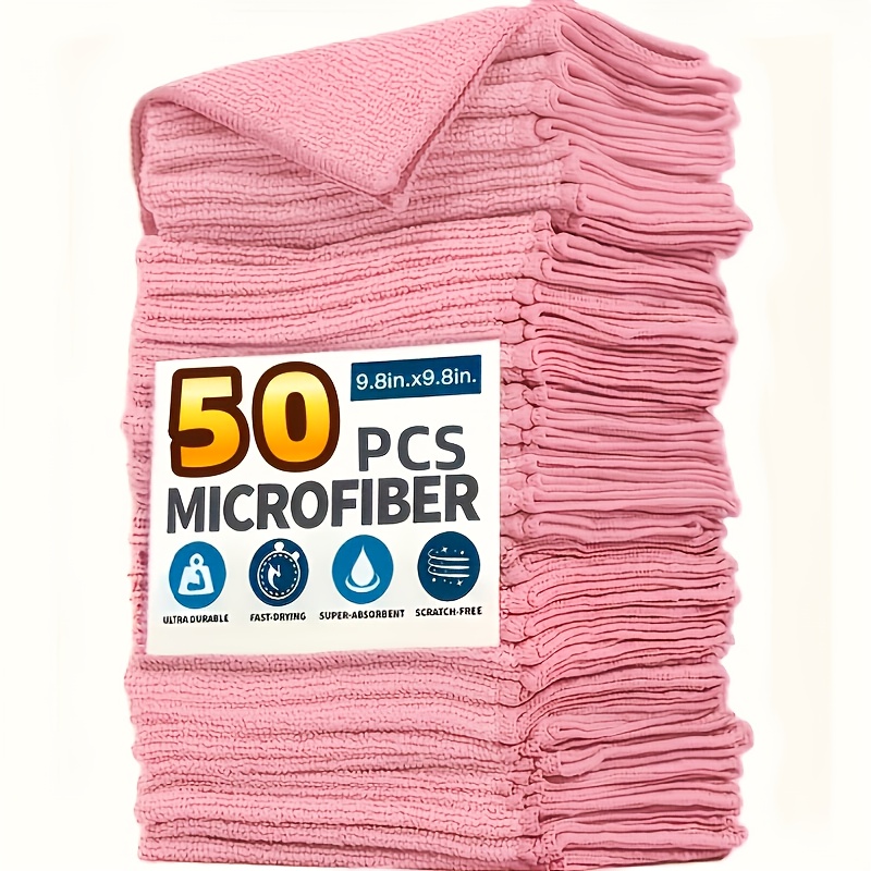 Kitchen Appliances Usa - 1-50Pcs Light Pink Microfiber Kitchen Towels