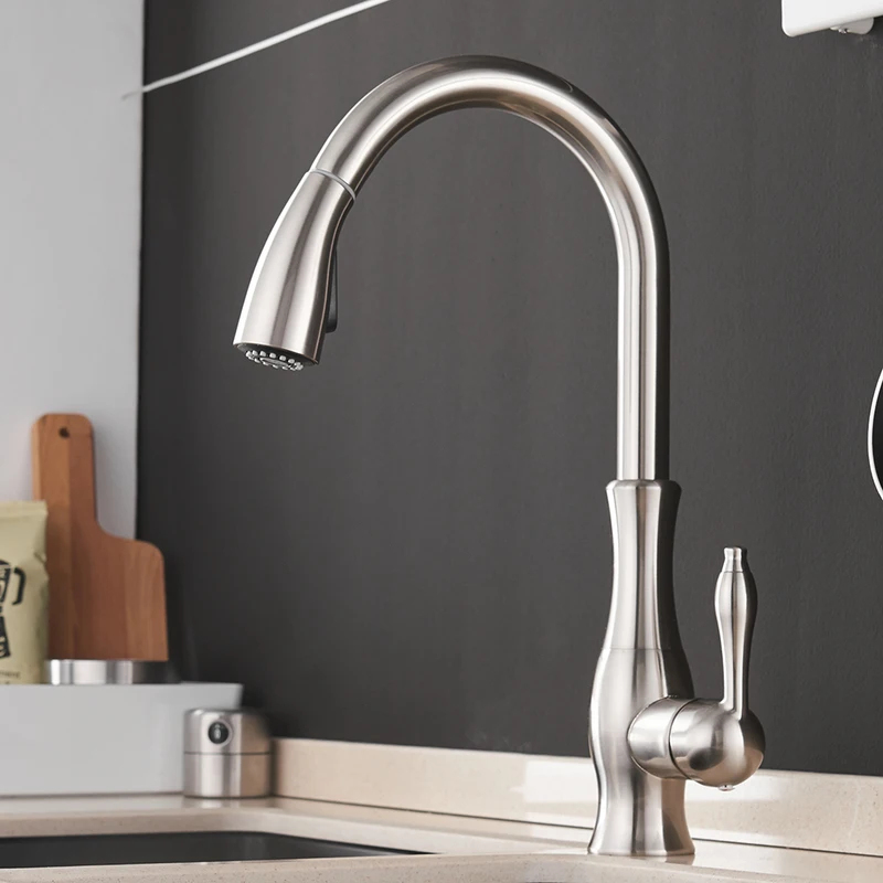 Kitchen Appliances B&Q - Kitchen Faucet Silver Single Handle Pull-out