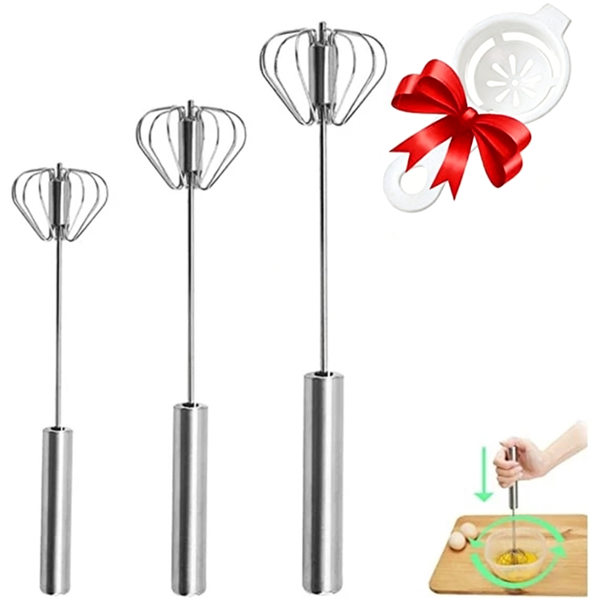 Kitchen Appliances B&Q - 1/3pcs Stainless Steel Egg Beater Durable